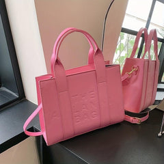 Minimalist Top Handle Tote Bag Letter Embossed Crossbody Bag