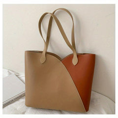 Colorblock Tote Bag Large Capacity Shoulder Handbag