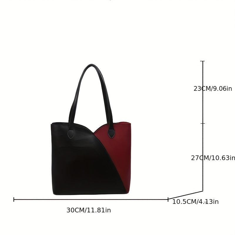 Colorblock Tote Bag Large Capacity Shoulder Handbag