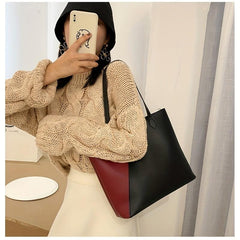 Colorblock Tote Bag Large Capacity Shoulder Handbag