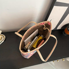 Versatile Bear Pattern Tote Bag PU Leather Shoulder Shopping Bag Women