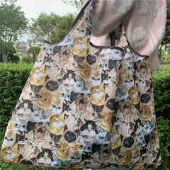 Cartoon Cat Pattern Bag Lightweight Foldable Shopper Bag