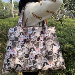 Cartoon Cat Pattern Bag Lightweight Foldable Shopper Bag