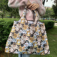 Cartoon Cat Pattern Bag Lightweight Foldable Shopper Bag