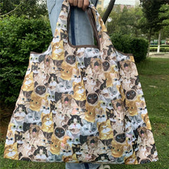 Cartoon Cat Pattern Bag Lightweight Foldable Shopper Bag