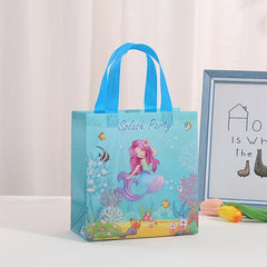 4PCS Mermaid Pattern Birthday Party Bags Reusable Tote Bags Shopper Grocery Bags