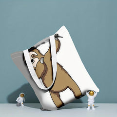 Cartoon Sloth Print Canvas Bag Lightweight Shoulder Bag