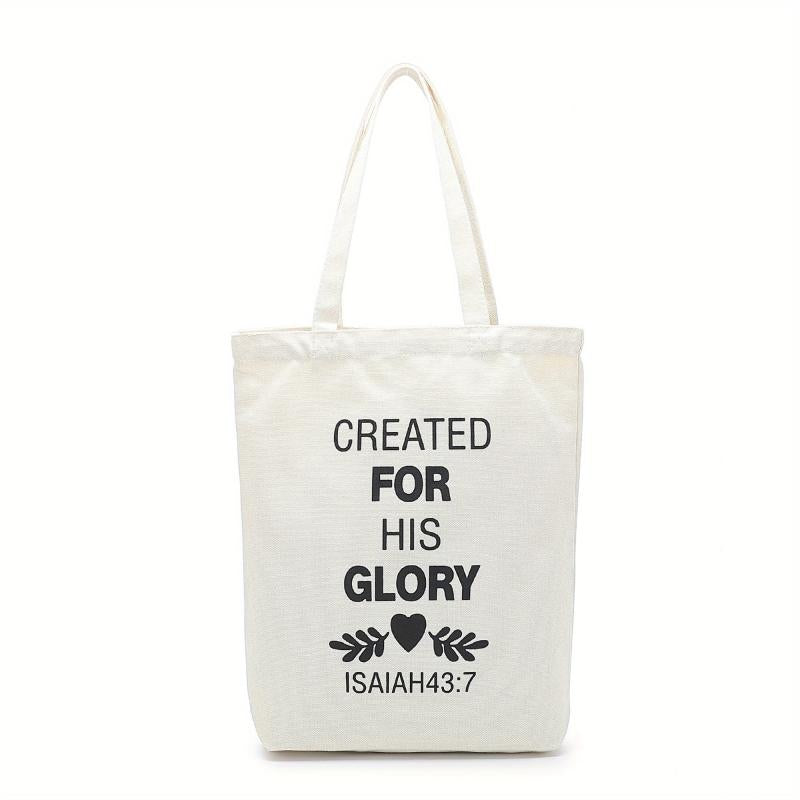 Bible Verse High Capacity Canvas Tote Bag Lightweight Shoulder Bag