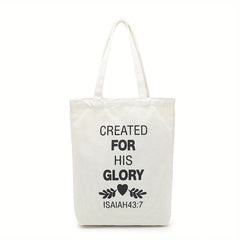 Bible Verse High Capacity Canvas Tote Bag Lightweight Shoulder Bag