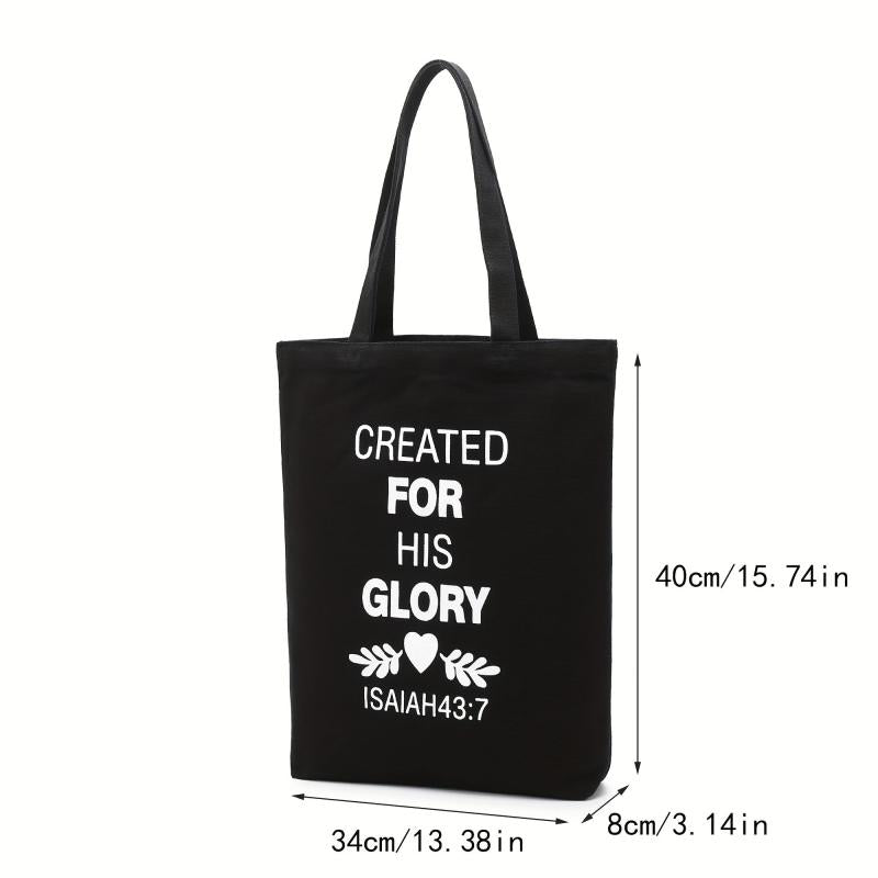 Bible Verse High Capacity Canvas Tote Bag Lightweight Shoulder Bag