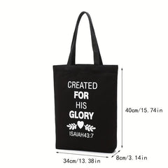 Bible Verse High Capacity Canvas Tote Bag Lightweight Shoulder Bag