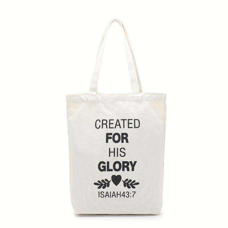 Bible Verse High Capacity Canvas Tote Bag Lightweight Shoulder Bag