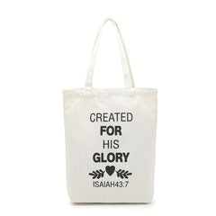 Bible Verse High Capacity Canvas Tote Bag Lightweight Shoulder Bag