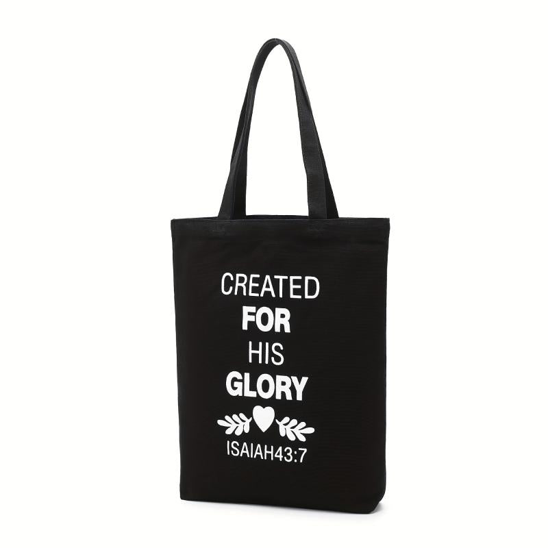 Bible Verse High Capacity Canvas Tote Bag Lightweight Shoulder Bag