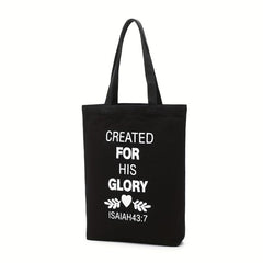 Bible Verse High Capacity Canvas Tote Bag Lightweight Shoulder Bag
