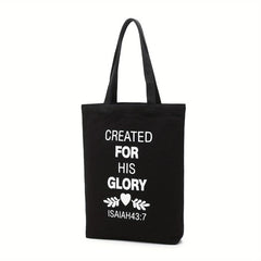 Bible Verse High Capacity Canvas Tote Bag Lightweight Shoulder Bag