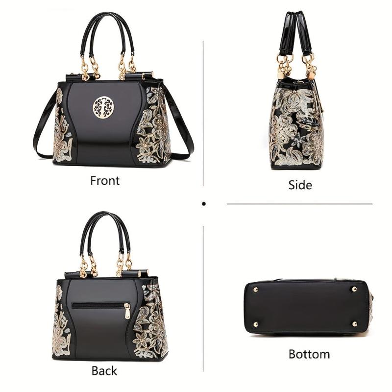Sequins Flower Pattern Tote Bag Women's Handbag