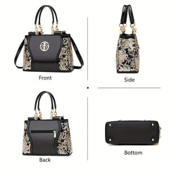 Sequins Flower Pattern Tote Bag Women's Handbag