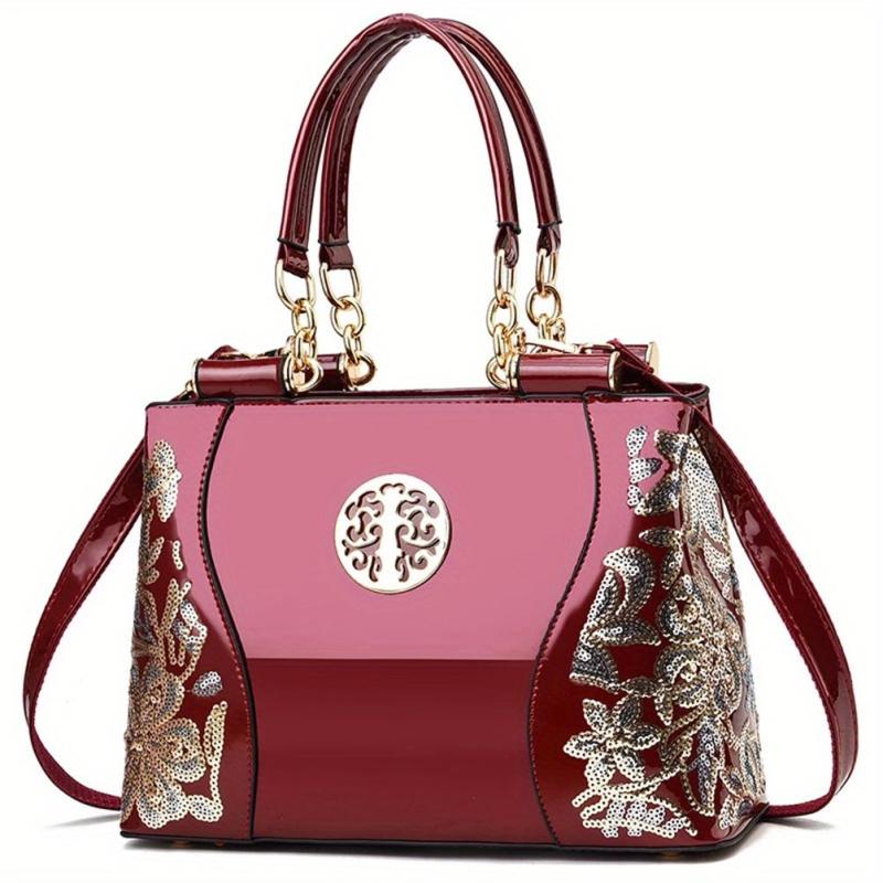 Sequins Flower Pattern Tote Bag Women's Handbag