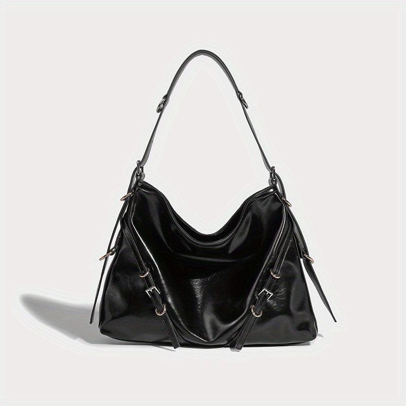 Y2K Tote Bag Women PU Leather Shoulder Large Capacity Hobo Bag