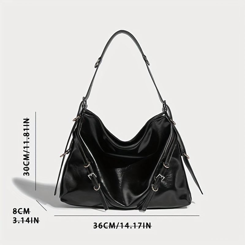 Y2K Tote Bag Women PU Leather Shoulder Large Capacity Hobo Bag
