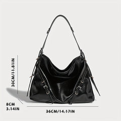 Y2K Tote Bag Women PU Leather Shoulder Large Capacity Hobo Bag