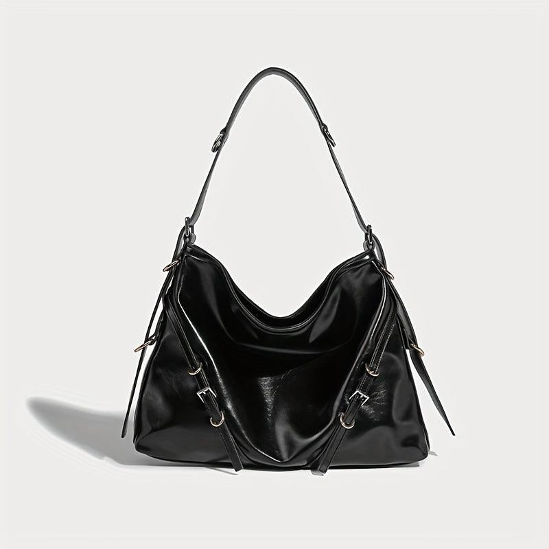 Y2K Tote Bag Women PU Leather Shoulder Large Capacity Hobo Bag