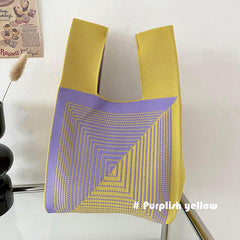 Colorblock Geometric Pattern Satchel Bag Lightweight Handbag