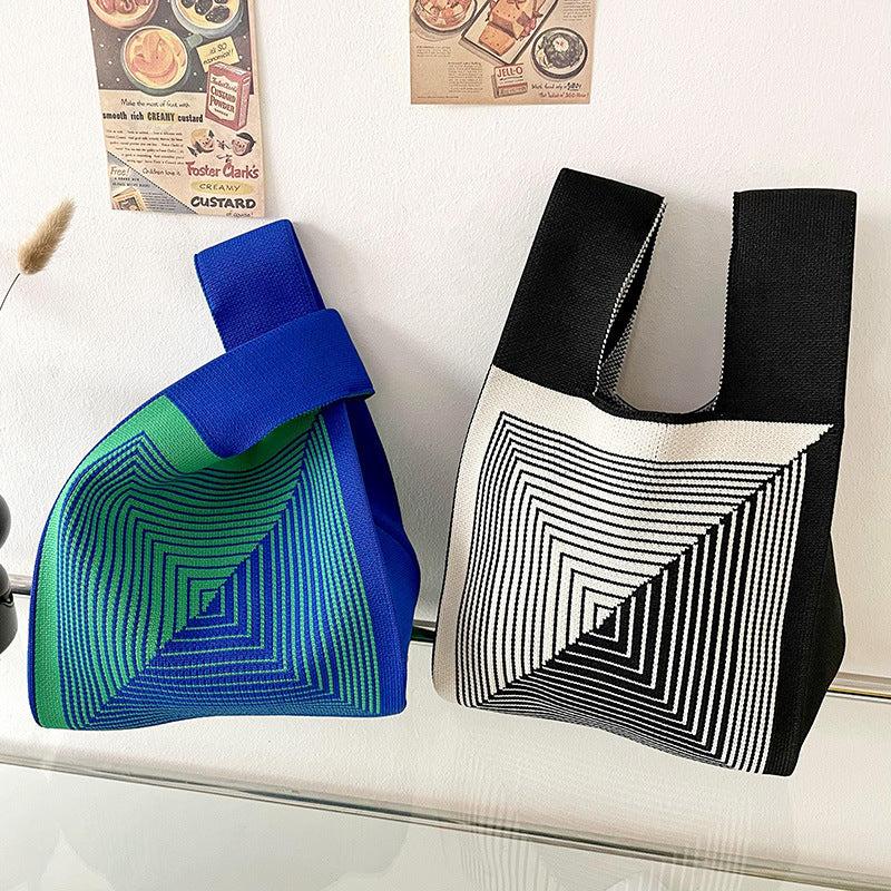 Colorblock Geometric Pattern Satchel Bag Lightweight Handbag
