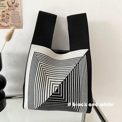 Colorblock Geometric Pattern Satchel Bag Lightweight Handbag