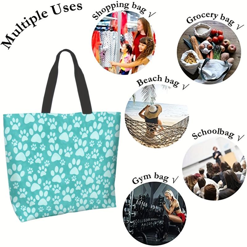 Animal Footprint Print Tote Bag Classic Shoulder Lightweight Shopping Bag