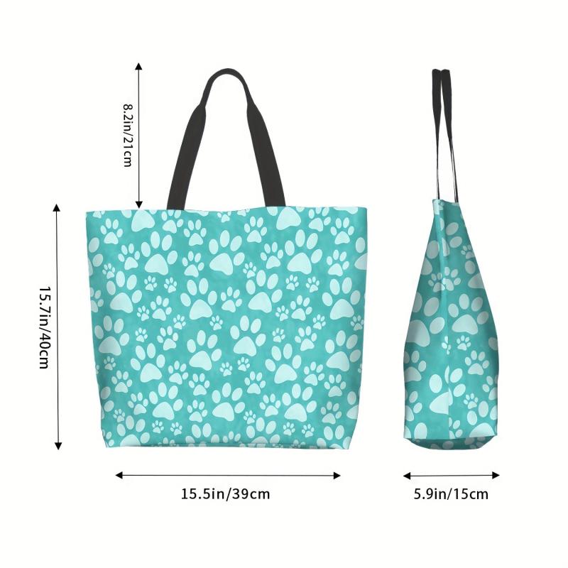 Animal Footprint Print Tote Bag Classic Shoulder Lightweight Shopping Bag