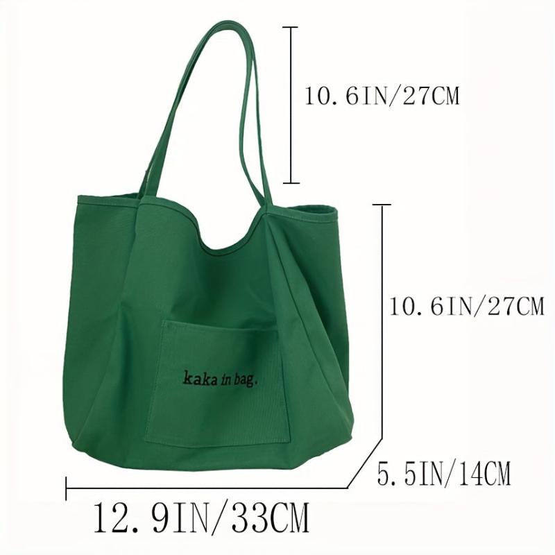 Summer Letter Pattern Canvas Bag Large Capacity Shoulder Bag for School & Office
