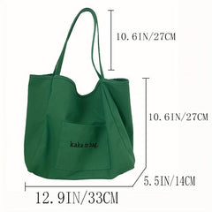 Summer Letter Pattern Canvas Bag Large Capacity Shoulder Bag for School & Office