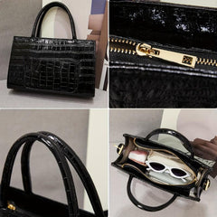 Crocodile Pattern Satchel Tote Bag PU Leather Shoulder Bag