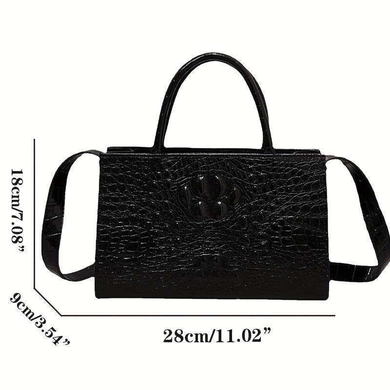 Crocodile Pattern Satchel Tote Bag PU Leather Shoulder Bag