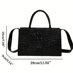 Crocodile Pattern Satchel Tote Bag PU Leather Shoulder Bag