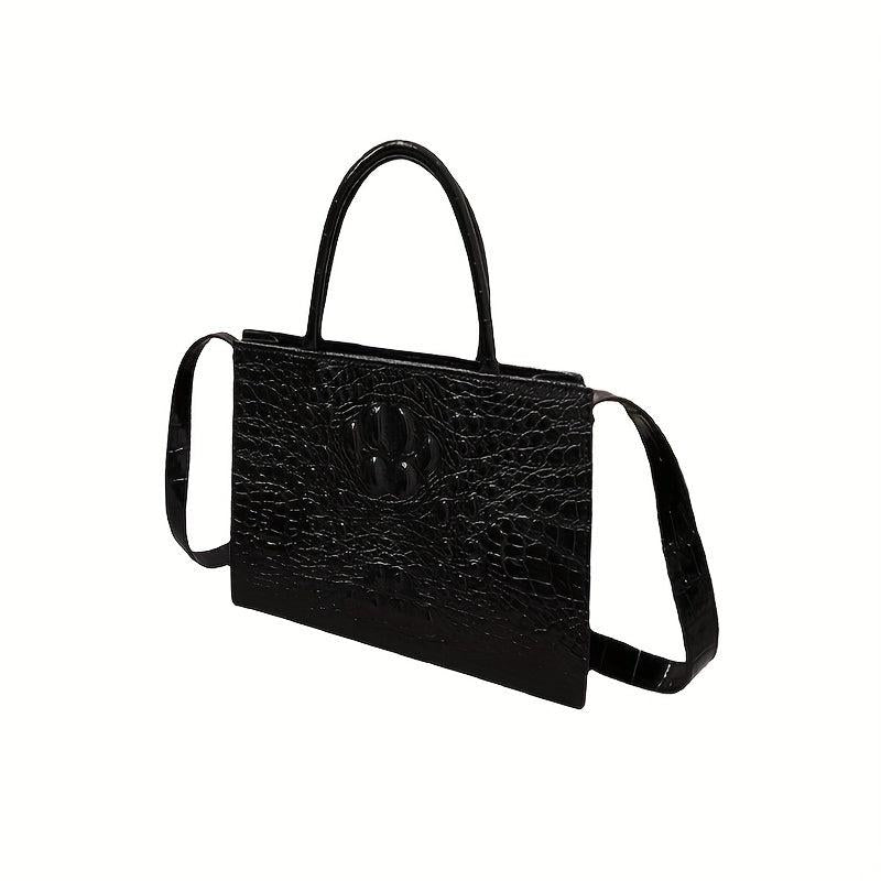 Crocodile Pattern Satchel Tote Bag PU Leather Shoulder Bag