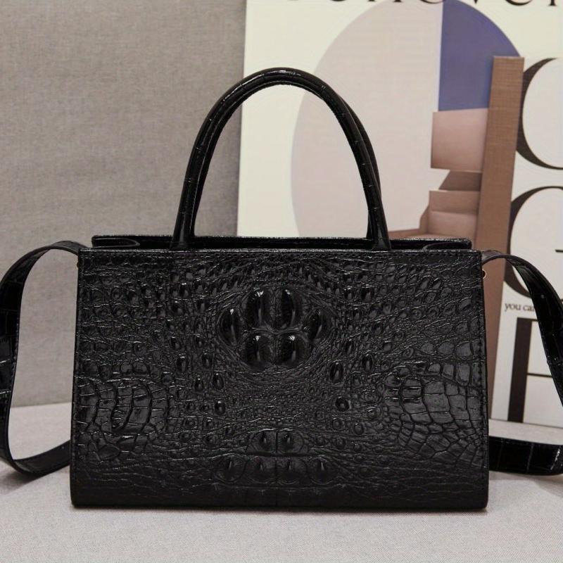 Crocodile Pattern Satchel Tote Bag PU Leather Shoulder Bag