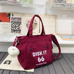 Canvas Shoulder Bag Preppy Crossbody All Match Book Storage