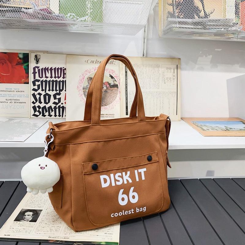 Canvas Shoulder Bag Preppy Crossbody All Match Book Storage