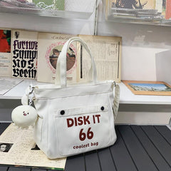 Canvas Shoulder Bag Preppy Crossbody All Match Book Storage