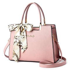 Large Capacity Shoulder Bag with Adjustable Strap and Scarf Decor