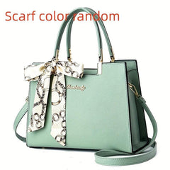 Large Capacity Shoulder Bag with Adjustable Strap and Scarf Decor