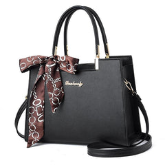 Large Capacity Shoulder Bag with Adjustable Strap and Scarf Decor