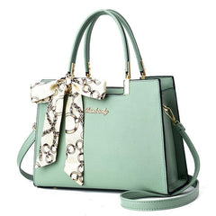 Large Capacity Shoulder Bag with Adjustable Strap and Scarf Decor