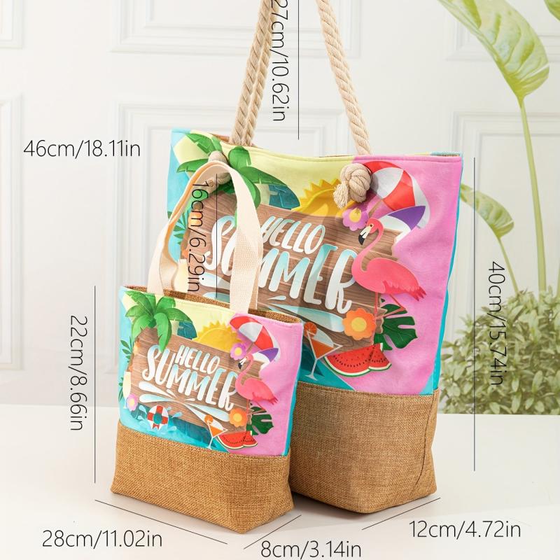 Cartoon Letter Pattern Tote Bag All Match Storage Handbag Large Shopping Bag
