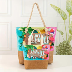 Cartoon Letter Pattern Tote Bag All Match Storage Handbag Large Shopping Bag