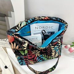 Ethnic Style Canvas Tote Bag Geometric Print Shoulder Bag