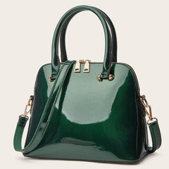 Solid Casual Tote Bag Double Handle Purse with Zipper